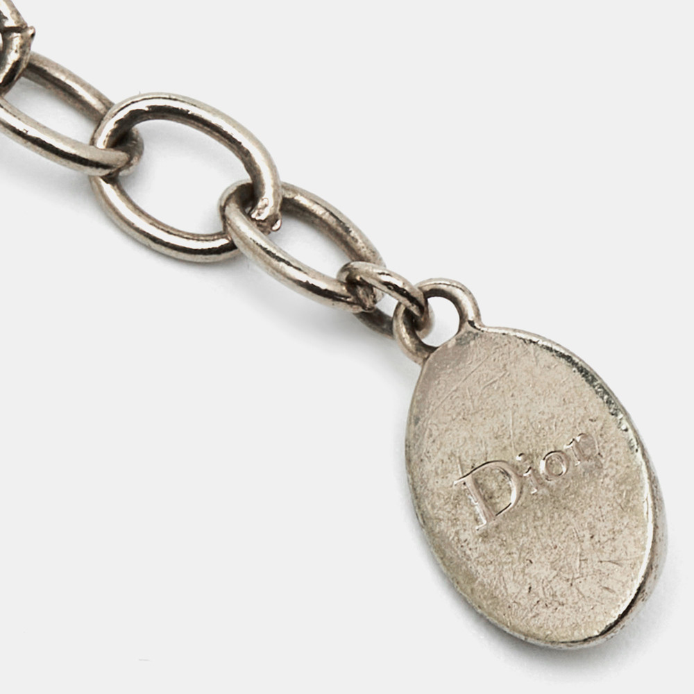DIOR Pink Crystal Oblique Charm Double Chain Bracelet - Picture 7 of 8
